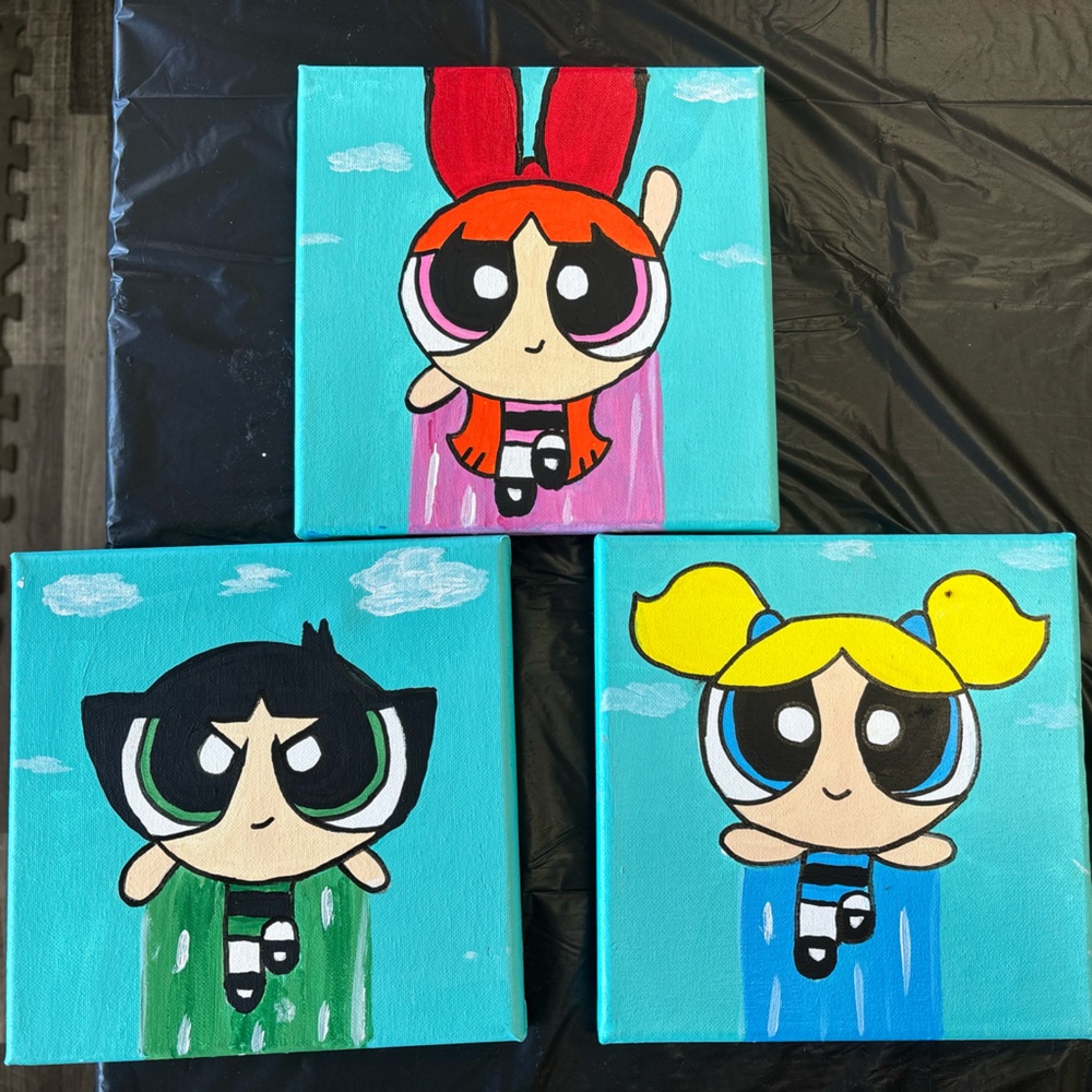 Powerpuff Girls 8x8 Acrylic Paintings